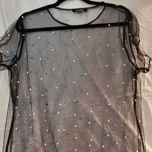 Ladies black sheer shirt